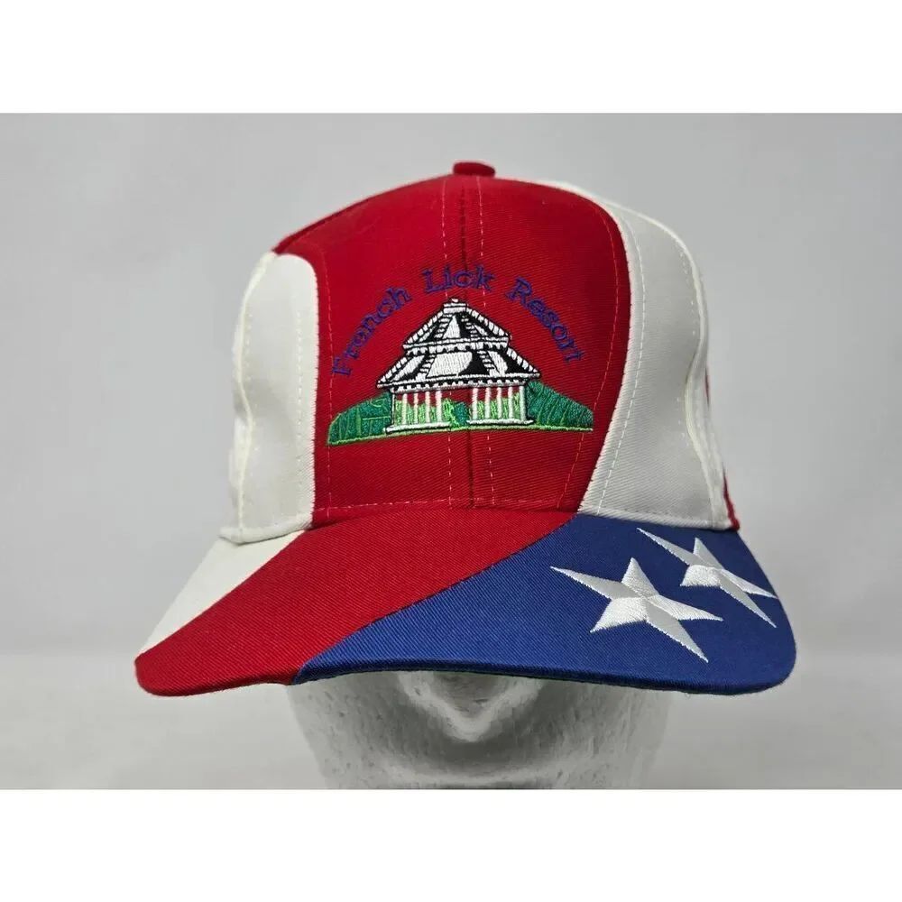 VINTAGE FRENCH LICK RESORT GOLF RED WHITE BLUE HAT CAP SNAPBACK
